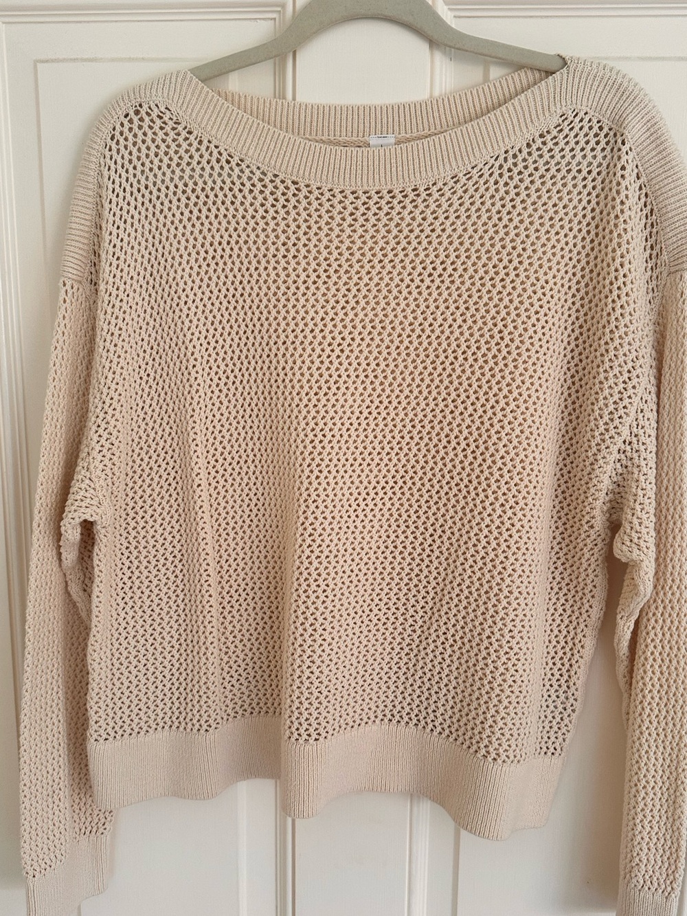 Old Navy Cream Open Knit Cotton Sweater Large
